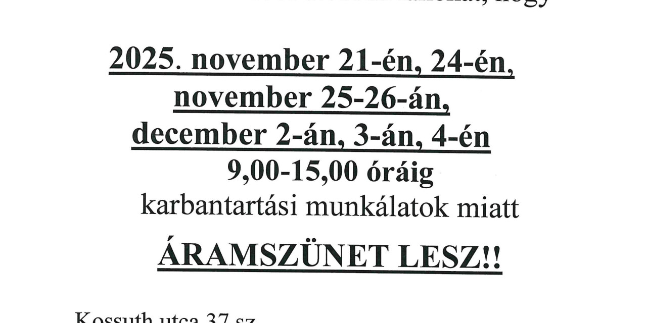 Értesítés Áramszünetről