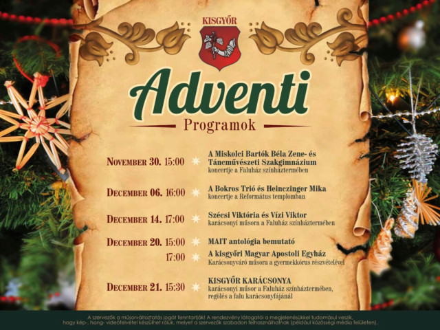 Kisgyőri Adventi programok